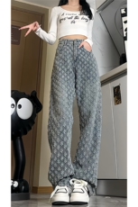 【自拍图·拿图不拿货】提花满印牛仔裤子男女KZT63CC-特P45，男装牛仔裤，星座1007（原301D）