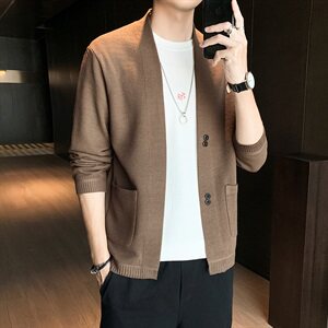 针织开衫男秋冬季韩版宽松毛衣长袖毛线衫男外套DF165T图片