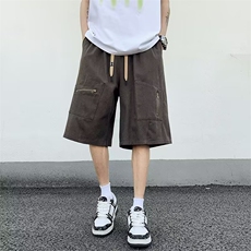 夏季工装短裤男宽松日系美式高街潮牌休闲五分抽绳中裤D2221-P37，男装休闲裤，星座1109-3