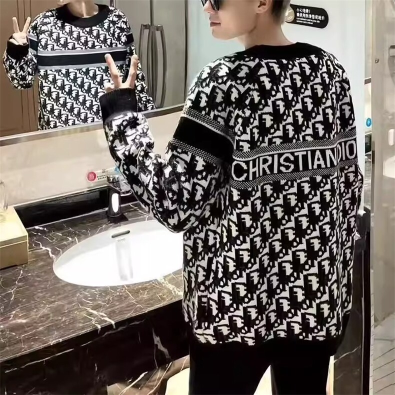 潮字母提花圆领针织衫毛衣秋冬季男女同款宽松保暖上衣MYY51P53,男装针织衫/毛衣,星座1013-5
