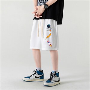 HD74165-P22 华夫格短裤男大码宽松五分裤男直筒中裤图片