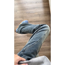 斜切牛仔裤男款秋季cleanfit显瘦弯刀裤子修身微喇裤NZX210，男装牛仔裤，星座516A