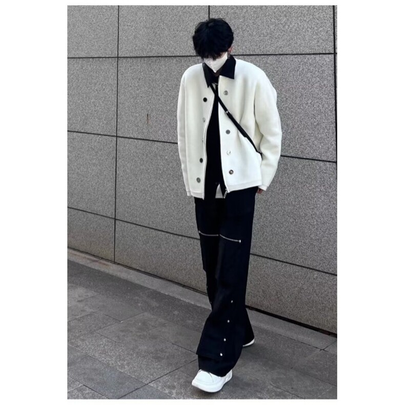 小众设计感宽松针织开衫纽扣装饰纯色圆领毛衣外套男女M3301,男装针织衫/毛衣,星座1116A（原606A-3）