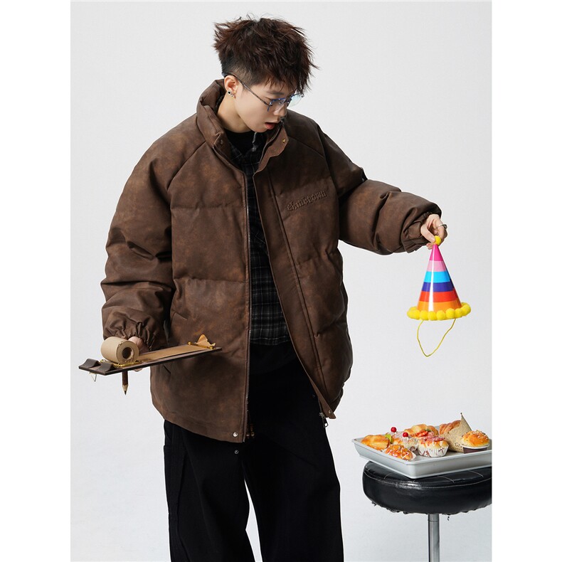 PU皮复古做旧钢印大码M-5XL棉衣男MY77096P130控198抖控228，男装棉衣，星座227-7