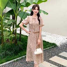 开衫马甲连衣裙两件套女2025夏新款设计感气质减龄收腰显瘦a字裙，商品下架区，韩然一族