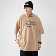 新款优品男士短袖刺绣半开拉链印花T恤宽松上衣POLO衫ZD3315-P52,男装T恤,星座717