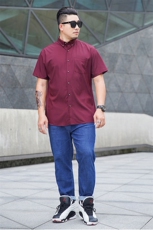 新款宽松休闲衬衣男士加肥加大码纯色短袖衬衫宽松版上衣8810，男装衬衫，星座802