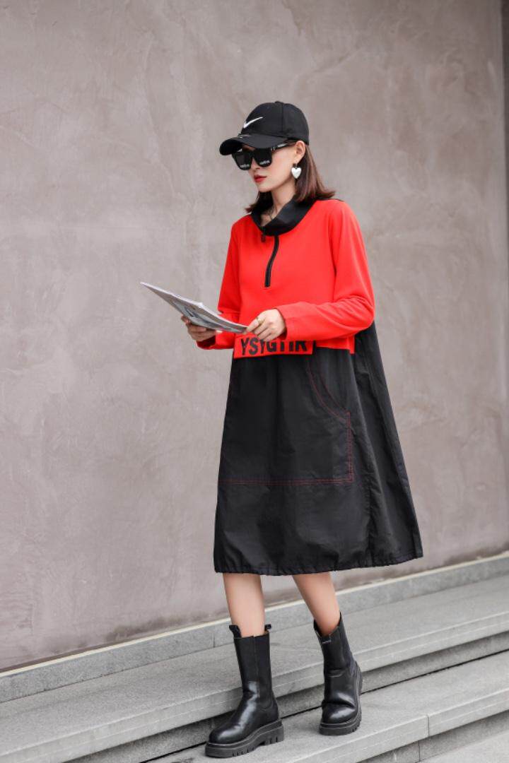 秋装印YSYG字母长袖连衣裙，女装连衣裙，依水云阁