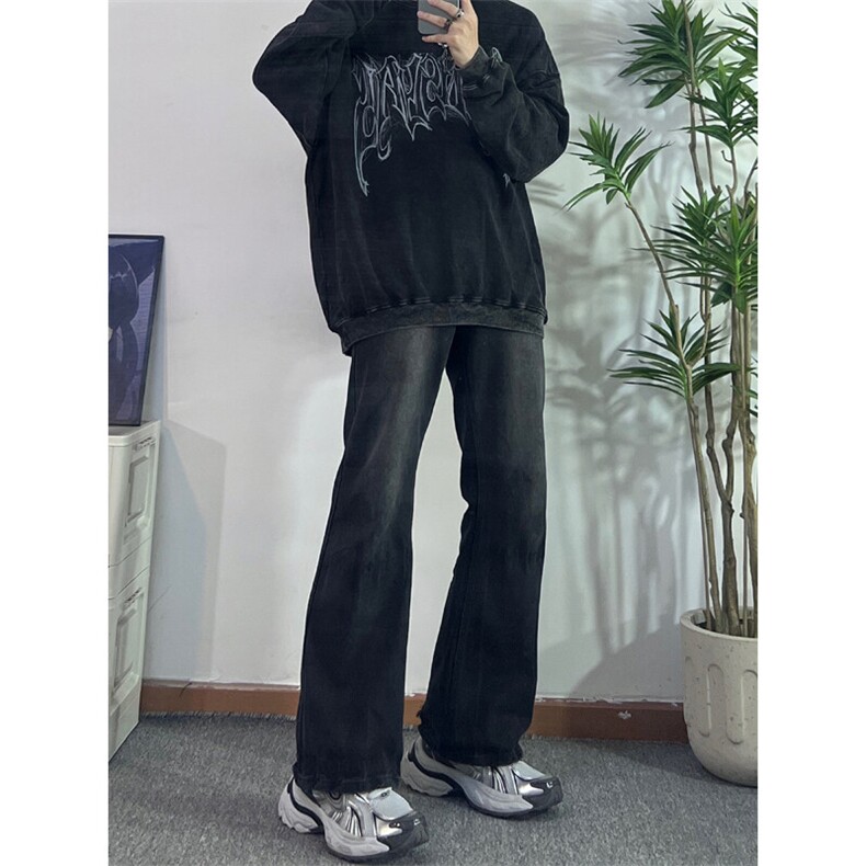 美式hiphop牛仔裤修身直筒微喇叭裤68,男装牛仔裤,星座310A-4