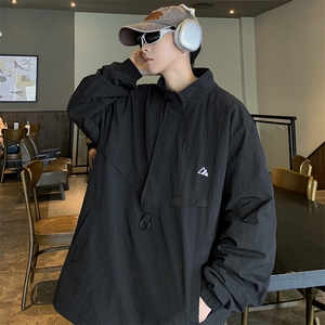 A677-P49 撞色拼色百搭宽松工装夹克秋季户外机能冲锋衣外套男图片