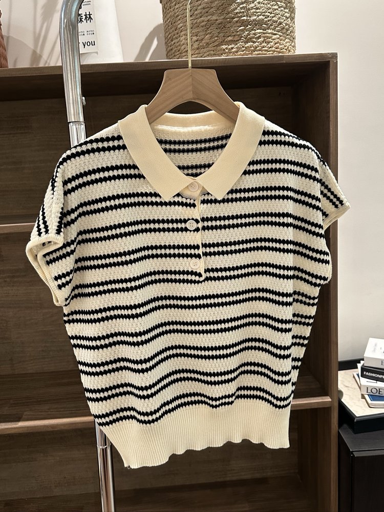 夏季新款简约时尚百搭女士四色Polo领短袖,女装T恤,沐策羊绒