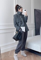 时尚百搭女士秋冬亮扣翻领马甲安迪绒纯色简约外套，女装马甲，洁纯羊绒