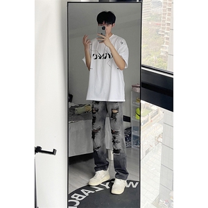 美式ins高街小众夏季破洞牛仔裤货号K729P60图片