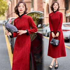 水衣源8105款冬季水貂绒（加厚面料）修身气质旗袍裙，女装汉服/婚纱/旗袍/礼服，水衣源