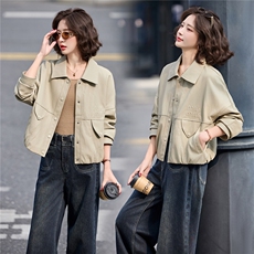 海宁皮衣女短款26年春秋新款皮夹克高级感气质小个子减龄外套，女装皮衣，潮流依族