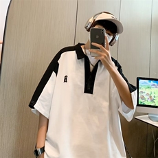 翻领短袖T恤男简约百搭休闲打底五分袖POLO衫AT65P32，男装Polo衫，星座1116-2