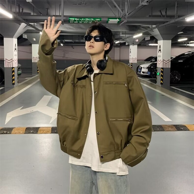 美式复古高级设计感工装夹克男女款韩版垫肩痞帅J682-P65,男装夹克,星座1109-3