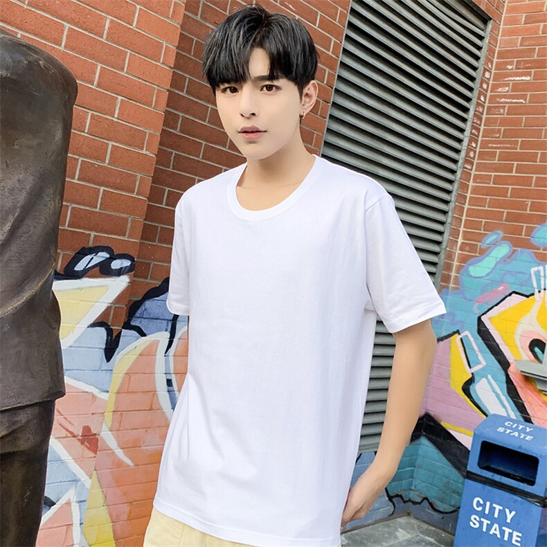 2021港风圆领纯棉短袖T恤韩版宽松潮流情侣纯色qt5030/5202,男装T恤,电商A012