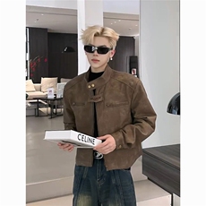 皮衣外套男穿搭美式复古休闲皮夹克短款机车服513AJK2673P63，男装夹克，星座513A