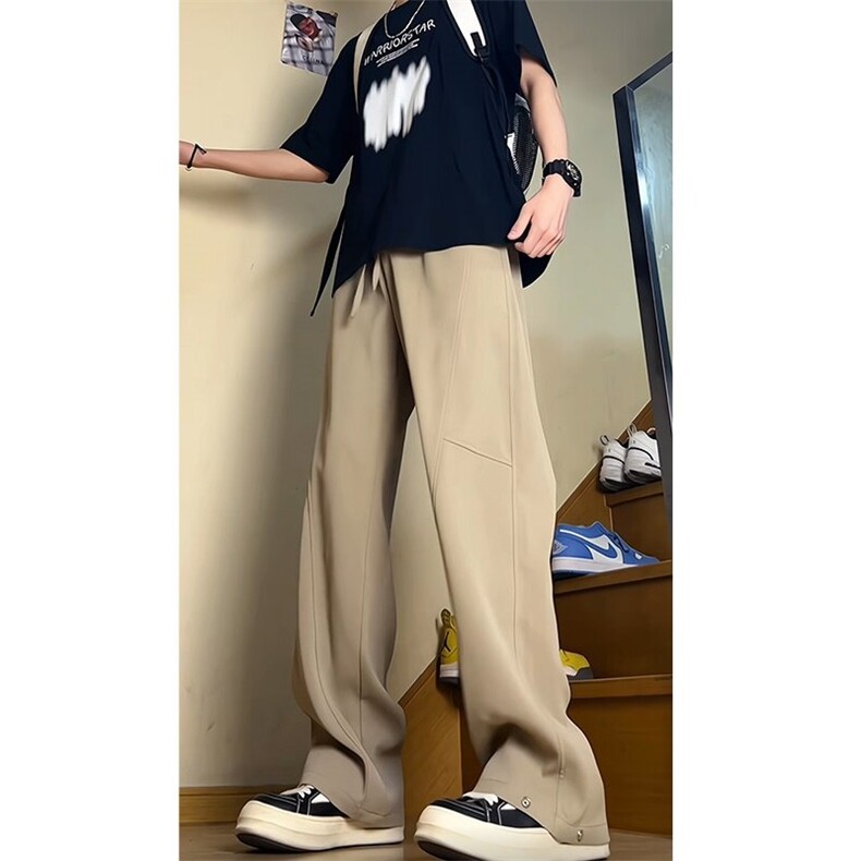 直播得物大码宽松夏季冰丝裤休闲裤西裤K35特批35,男装休闲裤,星座617B