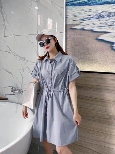 爱美欧夏季衬衫收腰连衣裙，女装衬衫，爱美欧