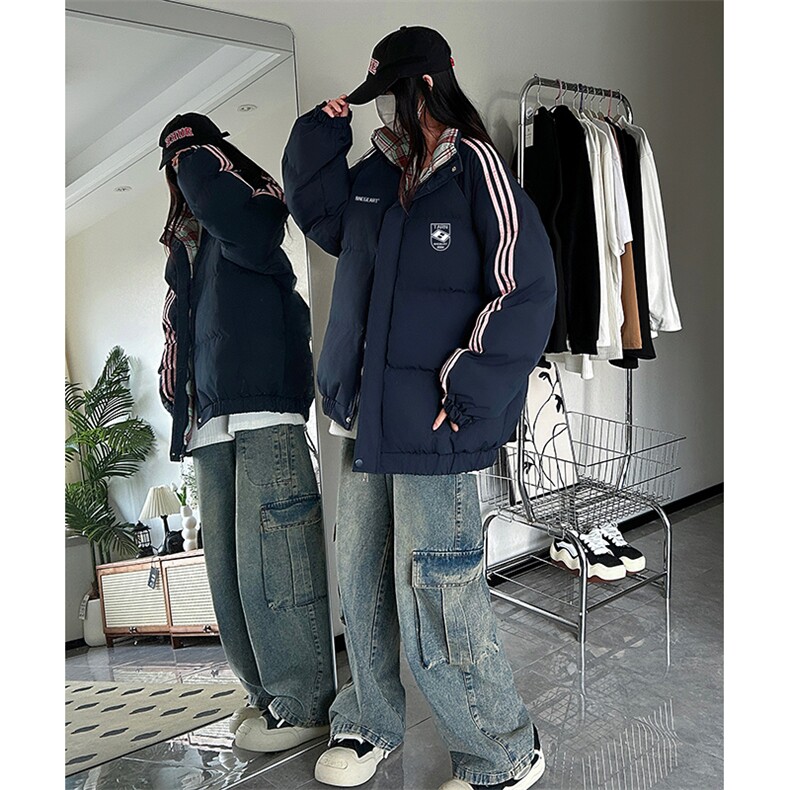 现货假两件格子羽绒棉衣抖音得物二开冬季棉服加厚外套BMY208,男装棉衣,电商A486