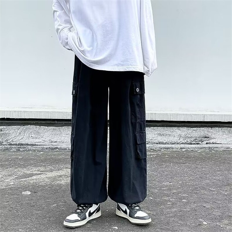 四季通用2023年春新款男装纯港风宽松工装长裤XZ212-QAK351-P35,男装休闲裤,星座212