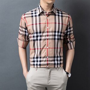 H5688钱塘2020-1爆款秋冬男士高端格子百分百纯棉衬衣舒适P88图片