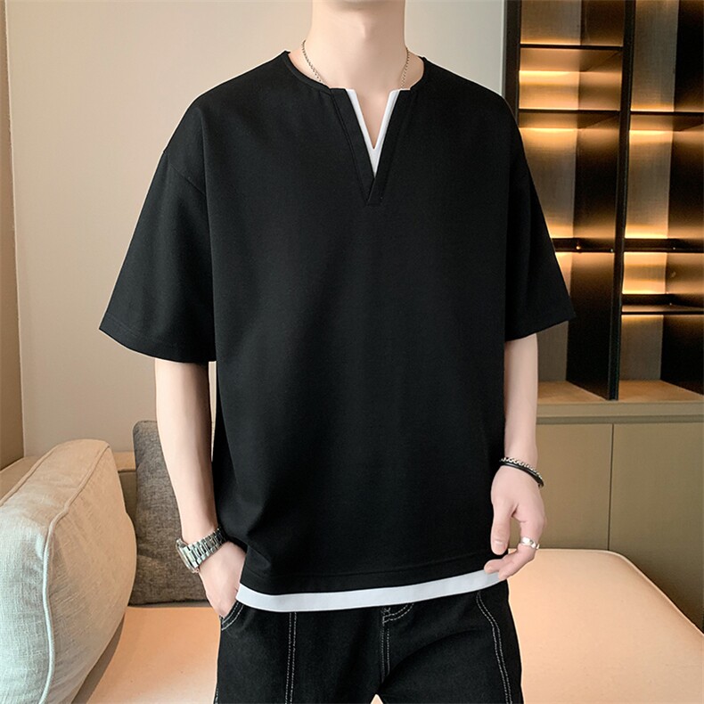 短袖男体恤店主风夏季休闲百搭纯色V领T恤男上衣TC3134-P30控50,男装T恤,星座717