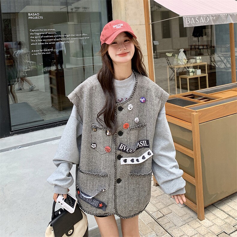主推有货重工马甲小众设计款C77单马甲P125K188套装P215K298,女装套装/套裙,2C332