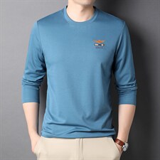 秋季爸爸装长袖t恤男中年秋衣中年人体恤上衣打底衫HPNT9019-P75图片