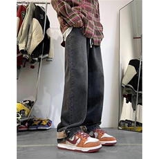 春装~美式高街裤脚纽扣装饰直筒牛仔裤2XZ502-K611-P55控78，男装牛仔裤，星座502