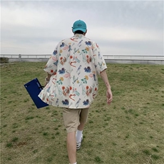 日系五分袖春夏季新款衬衫潮流慵懒男方领宽松型衬衫C757P33，男装衬衫，星座1116-2