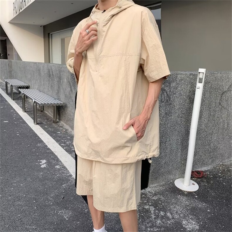 夏季新款宽松百搭运动套装男连帽短袖短裤两件套现货W8240-P56,男装牛仔裤,星座512-4