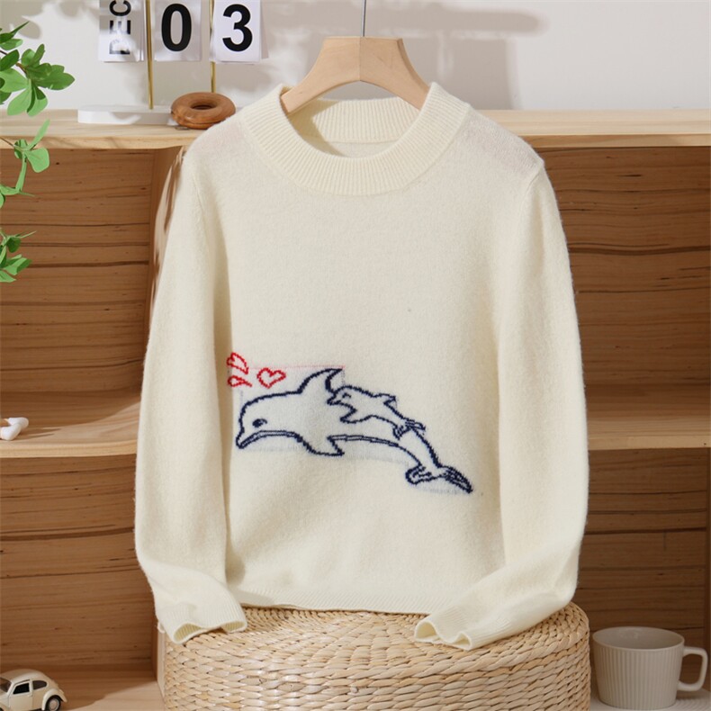 儿童羊毛衫男孩半高领毛衣女童装秋冬套头宝宝加厚羊绒针织打底衫，童装儿童羊毛衫，乐贝童装