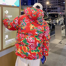MY206新中式连帽团队表演出汉服大花棉袄棉服上款大差价，男装棉衣，星座115A(原星座507）