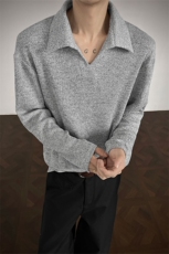 新款复古V领麦穗纹理感老钱风大码百搭lqf男T24506-特P43控79，男装T恤，电商A001-1