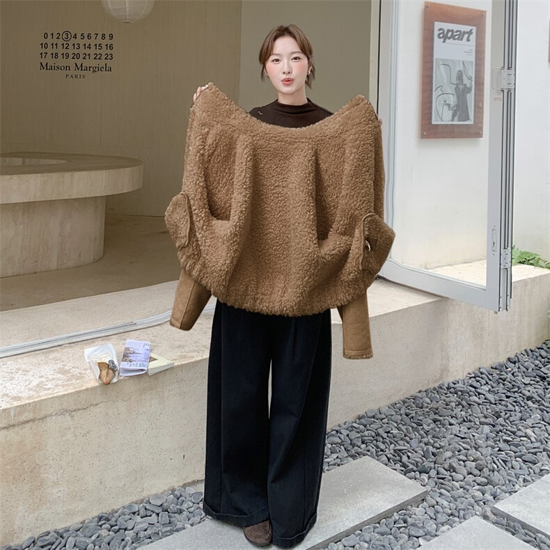 现货，210-3290-P195-288皮毛一体双排扣加厚,女装羊羔毛/颗粒绒,韩蜜菓