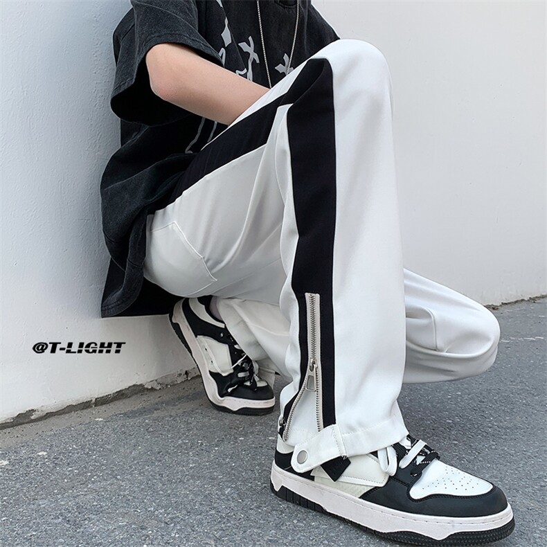 夏数据款高品质垂感西裤高街小众休闲裤男拉链拼色裤子K2306-P60，男装西裤，电商A062