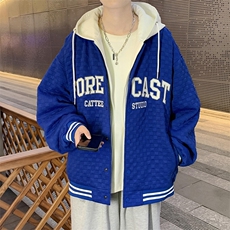 假两件连帽棒球服男潮牌潮流休闲宽松bf风百搭外套JK0272-P95，男装夹克，星座308B-2