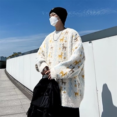 冬季休闲潮常规青少年仿貂毛软糯毛衣男加厚宽松慵懒风长袖，男装针织衫/毛衣，星座506