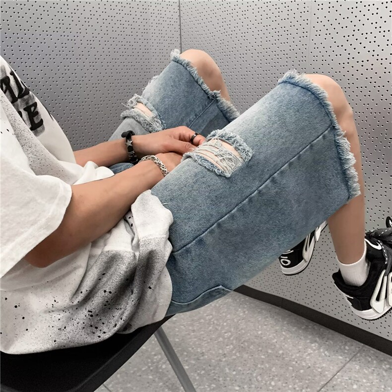 美式vibe裤子休闲牛仔短裤D3110P33,男装牛仔裤,星座1116-2