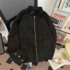 立领麂皮绒宽松百搭长袖保暖夹克短外套2261P75，男装夹克，星座410-2