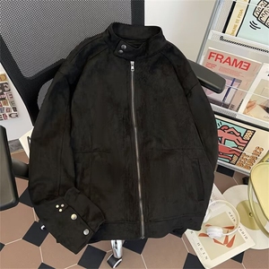 立领麂皮绒宽松百搭长袖保暖夹克短外套2261P75