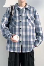 360g重磅呢料格子衬衫男大码口袋外套J5283特P40J5283J加绒特P48，男装夹克，电商A001-1