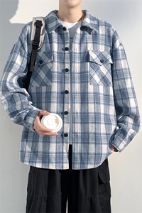 360g重磅呢料格子衬衫男大码口袋外套J5283特P40 J5283J加绒特P48图片