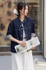 BAO跑量牛仔外套女短款百搭小个子上衣2025春秋时尚拼色休闲夹克，女装牛仔外套，美拉德工厂直营店