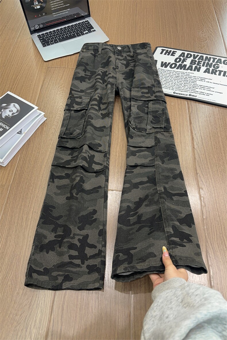 B221美式ins高街小众宽松直筒工装迷彩牛仔裤LK25575-特P45控78,男装牛仔裤,电商B221