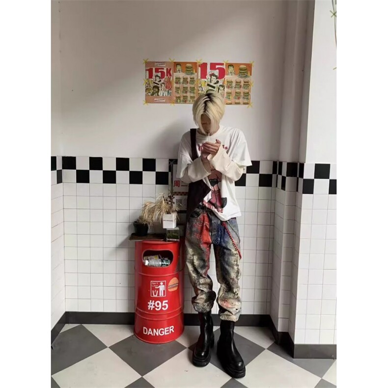 小众设计感潮炸街长裤直筒休闲牛仔裤ins男美式痞帅N0097-P75,男装牛仔裤,星座1109-3
