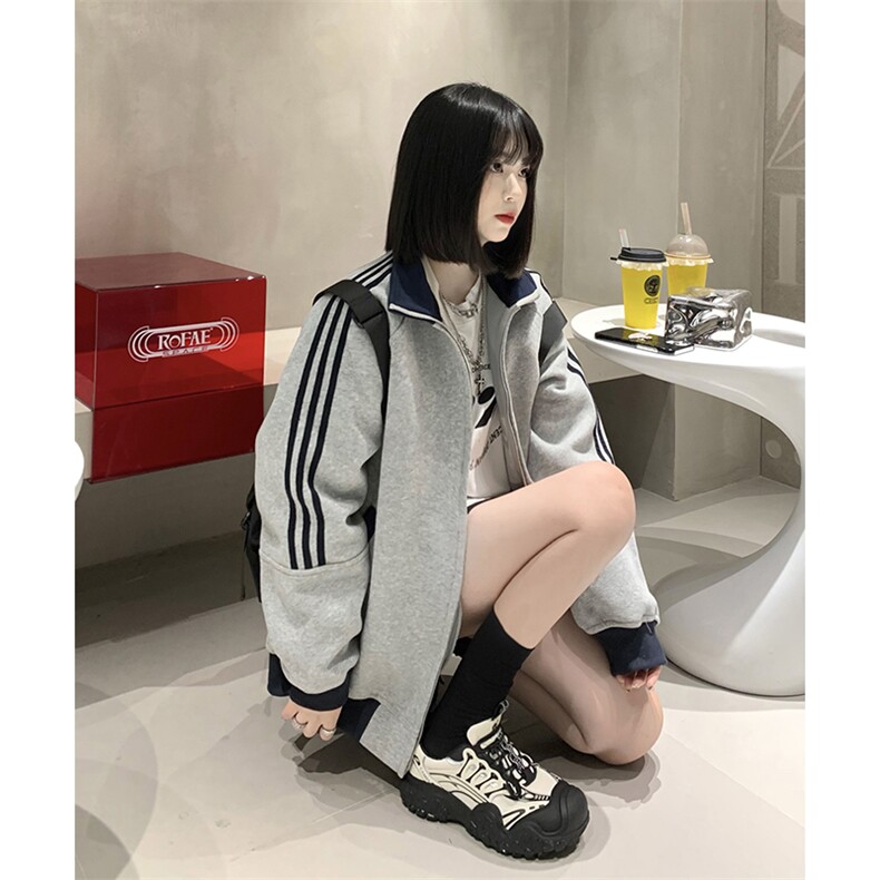 抖音得物高品质26春装美式高街重磅结构拼接织带立领卫衣外套CM42,女装短外套,电商A486-1
